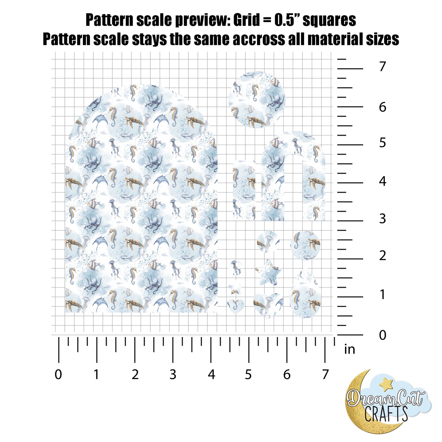 Ocean Creatures UV Printed Acrylic Sheet – Sea Life Pattern Laser Material in Cast Acrylic or MDF