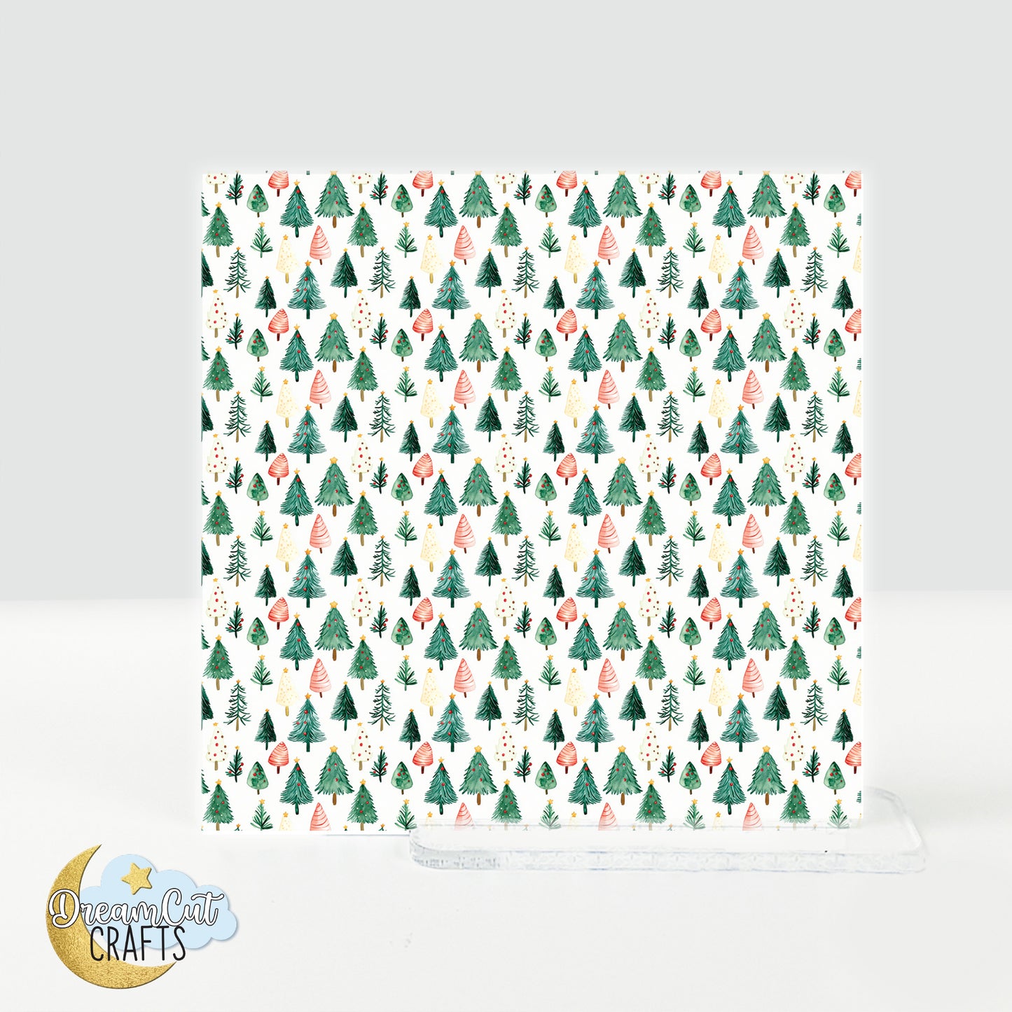 Watercolor Forest Trees UV Printed Acrylic and MDF Sheet – Laser Safe Material for Earrings, Keychains and Holiday Crafts