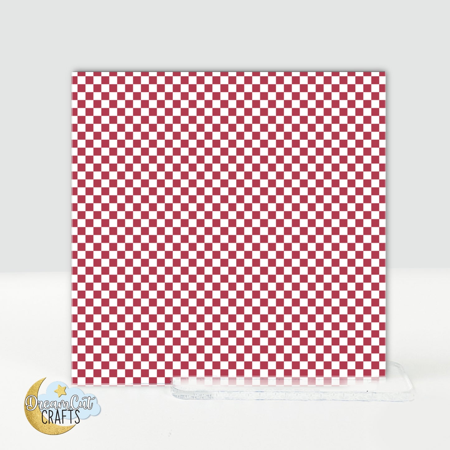 Wine Red Checker UV Printed Acrylic Sheet | Laser-Ready Cast Acrylic or MDF